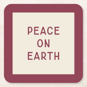 Peace on Earth Minimal Christmas Carol Coaster