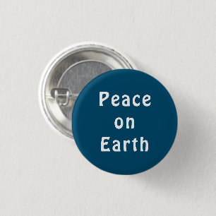 Peace on Earth Minimalist Blue 1 Inch Round Button
