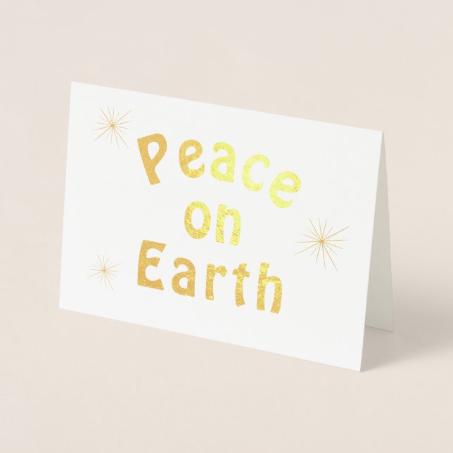 Peace on Earth Minimalist Gold Text Foil Card (Front)