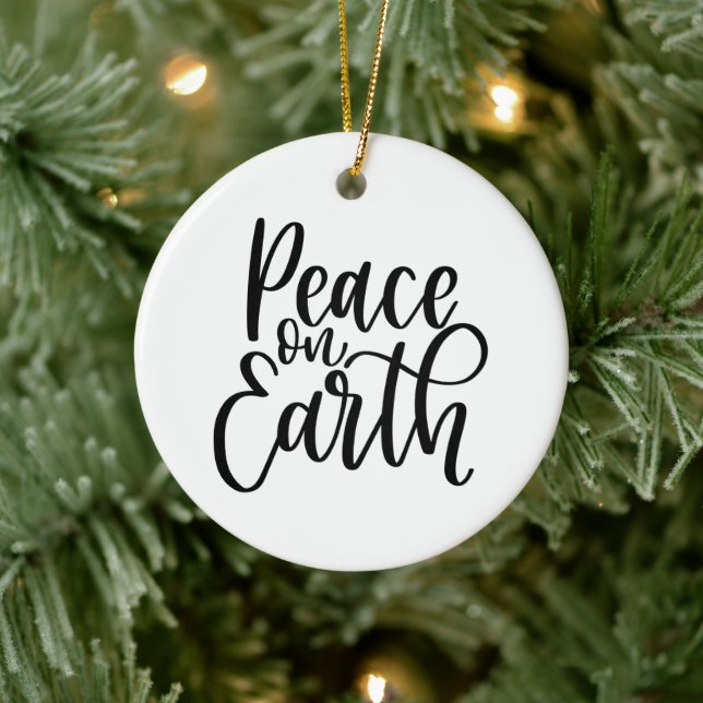 Peace On Earth Modern Christian Christmas Tree Ceramic Ornament (Tree)