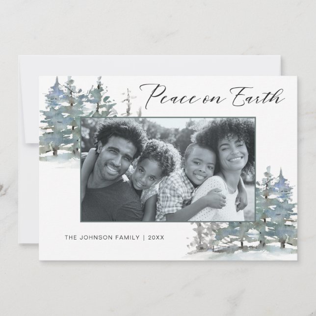 Peace on Earth Modern Christmas Holiday Photo (Front)