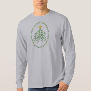 Peace On Earth Modern Holiday Tree and Quote T-Shirt