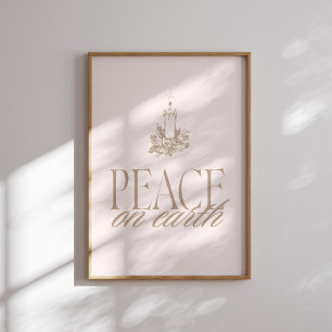 Peace on Earth Neutral Candle Christmas Poster