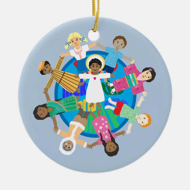 Peace on Earth one family prayer Ceramic Ornament (Front)