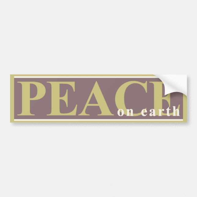 Peace on Earth Ornate Gold Purple Cream Christmas Bumper Sticker (Front)