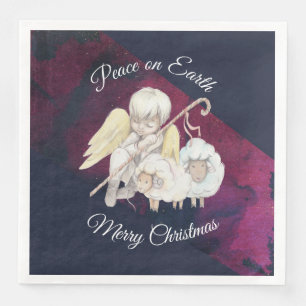Peace on Earth Pastoral Shepherd Merry Christmas Napkin