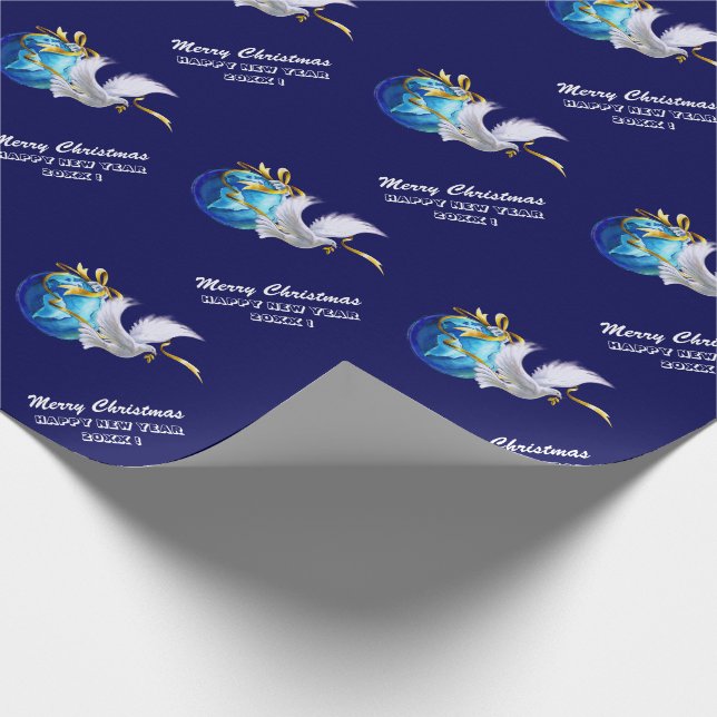 Peace on Earth. Peace Dove Custom Year Holiday Wrapping Paper (Corner)