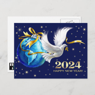 Peace on Earth. Peace Dove New Year's 2024 Holiday Postcard