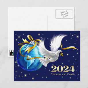 Peace on Earth. Peace Dove New Year's 2024 Holiday Postcard