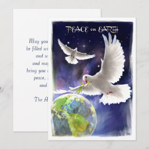 Peace on Earth. Peace Doves Flat Holiday Card