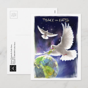 Peace on Earth. Peace Doves  Holiday Postcard