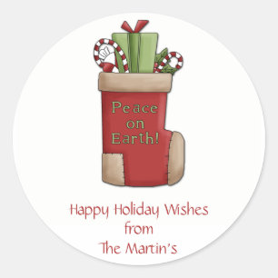 Peace on Earth Personalized Holiday Stickers