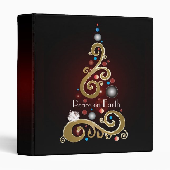 Peace on Earth quote with gold Christmas tree Binder (Front/Spine)