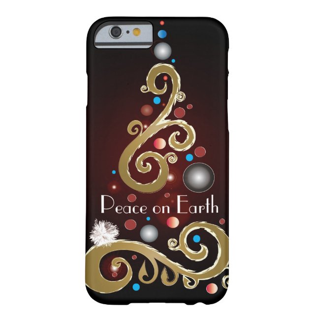 Peace on Earth quote with gold Christmas tree Case-Mate iPhone Case (Back)