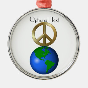 Peace on Earth Rebus Word Puzzle Metal Ornament