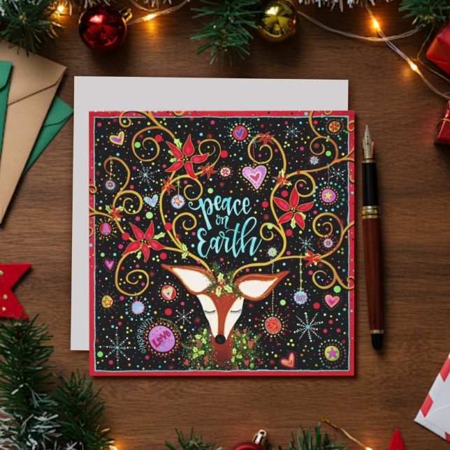 Peace on Earth Reindeer Christmas Festive Holiday Card (Creator Uploaded)