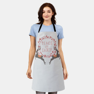 Peace on Earth Reindeer Holiday Apron
