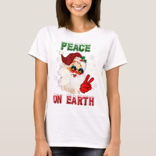 Peace On Earth Sign Merry Christmas Santa Hat hipp T-Shirt