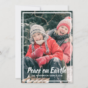 Peace on Earth Simple Custom Photo Christmas Holiday Card