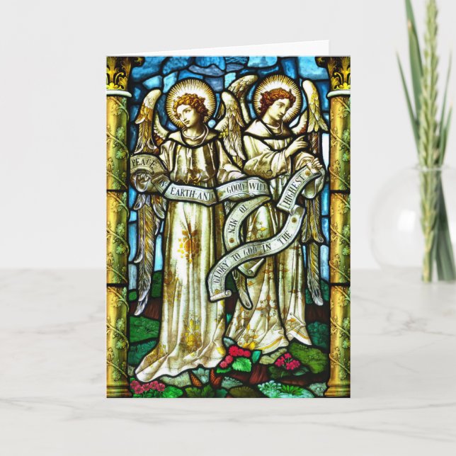 Peace on Earth Stained Glass Christmas Card (Front)