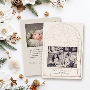 Peace on Earth Star Dove Arch Photo Foil Holiday Card