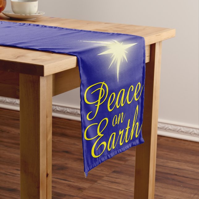 Peace on Earth Star Holiday Table Runner (In Situ)