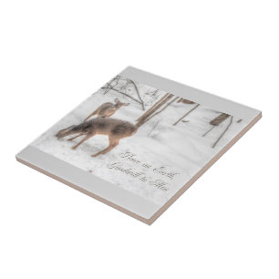 Peace on Earth - Two Deer In Snowy Woods Tile