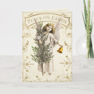Peace On Earth Vintage Angel Folded Greeting Card