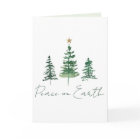 Peace on Earth Watercolor Pine Trees Family Photo