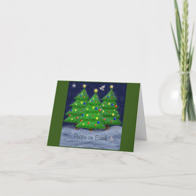 Peace on Earth. White dove. Christmas card (Front)