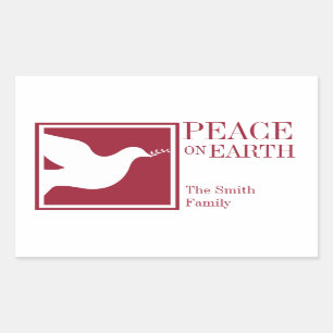 Peace on earth white dove elegant large favour tag