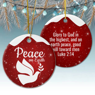 Peace On Earth white dove religious holiday 🕊🎄 Ceramic Ornament