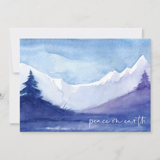 Peace on Earth Winter Snow Scene Photo Christmas Holiday Card (Front)