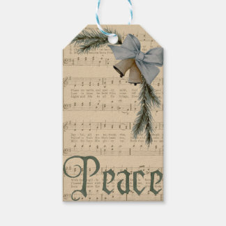 Peace On Earth with Bow and Bells Gift Tag