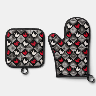 Peace Orizuru Pattern Oven Mitt & Pot Holder Set