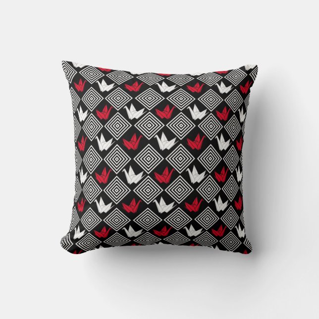 Peace Orizuru Pattern Throw Pillow (Front)