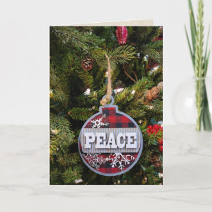 Peace Ornament on Tree Holiday Card