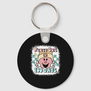 Peace Out 100 Days Of School Smile Face 100th Day Keychain