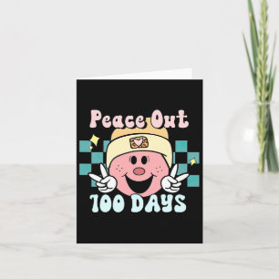 Peace Out 100 Days Of School Smile Face Retro Groo Card