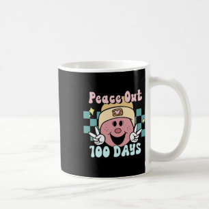 Peace Out 100 Days Of School Smile Face Retro Groo Coffee Mug