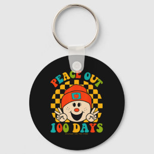Peace Out 100 Days Of School Teacher Student Eyes Keychain