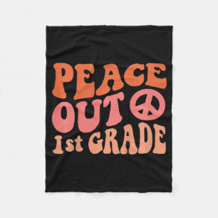 Peace Out 1st Grade Funny Retro 70's Last Day Of 1 Fleece Blanket