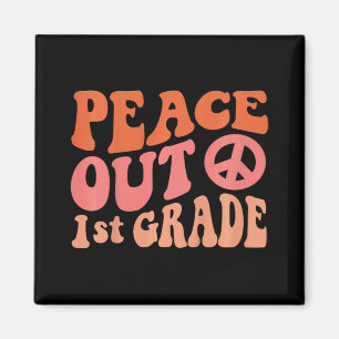 Peace Out 1st Grade Funny Retro 70's Last Day Of 1 Magnet