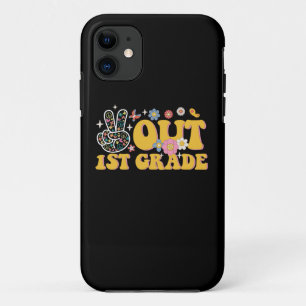 Peace Out 1st Grade Groovy Last Day Of School iPhone 11 Case
