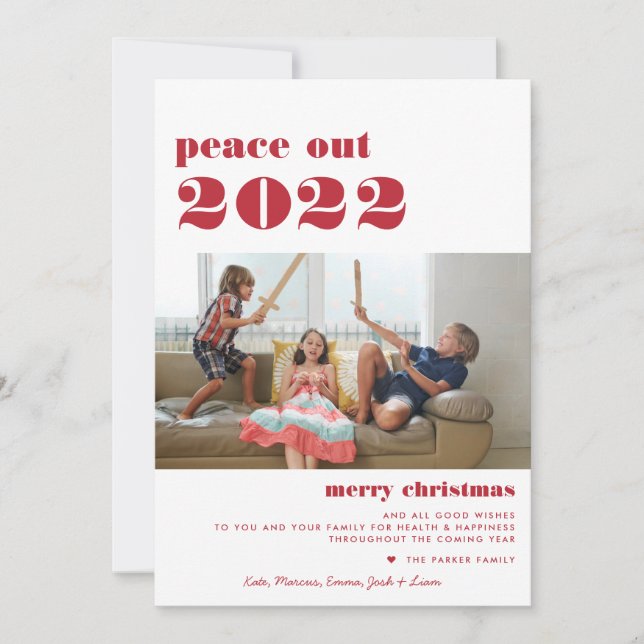 Peace Out 2022 | Merry Christmas Holiday Photo (Front)