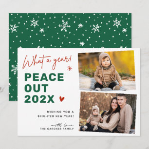 Peace Out 2024 Merry Christmas 2 Photo Holiday Card