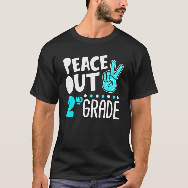 Peace Out 2nd Grade Graduation Last Day School Boy T-Shirt (Front)