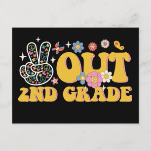 Peace Out 2nd Grade Groovy Last Day Of School Postcard