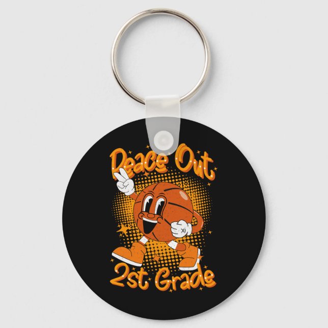 Peace Out 2nd Second Grade Graduation Last Day Of  Keychain (Front)