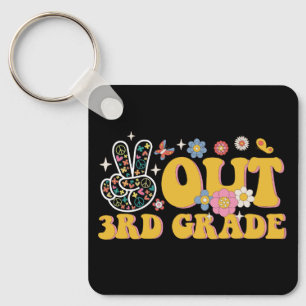Peace Out 3rd Grade Groovy Last Day Of School Keychain